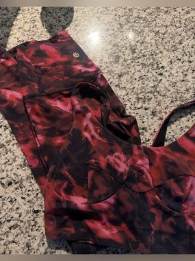 lululemon athletica Red and Pink Abstract Active Top
